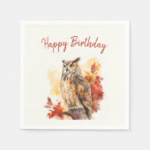 Herfst vibes Uil - Verjaardag Servet (Voorkant)