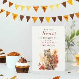 Herfst vibes Uil - Verjaardagsuitnodiging Kaart