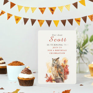 Herfst vibes Uil - Verjaardagsuitnodiging Kaart