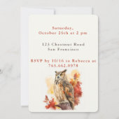 Herfst vibes Uil - Verjaardagsuitnodiging Kaart (Achterkant)