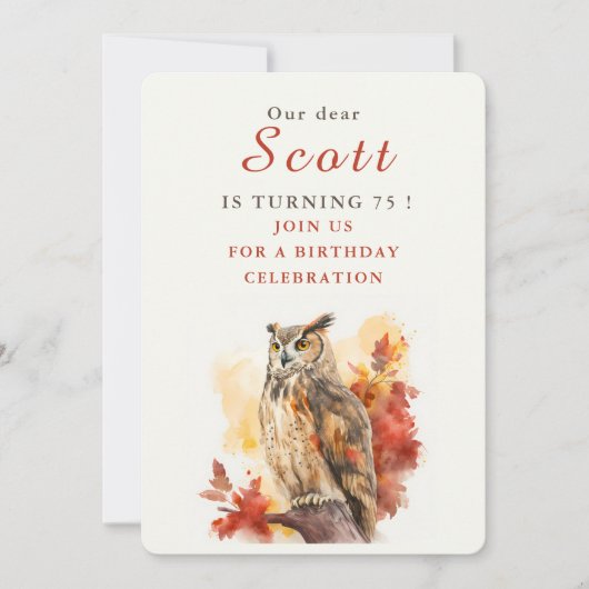 Herfst vibes Uil - Verjaardagsuitnodiging Kaart (Voorkant)