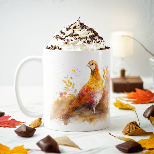 Herfst Vibes Waterverf fazant - Koffiemok