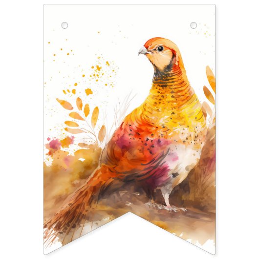 Herfst Vibes Waterverf fazant - Verjaardag Vlaggetjes (Eerste vlag)