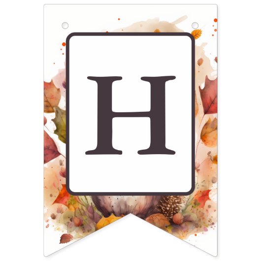 Herfst Vibes Waterverf Hedgehog - Verjaardag Vlaggetjes (Tweede vlag)