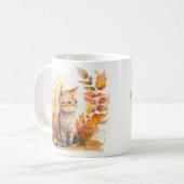 Herfst Vibes Waterverf Kitten - Koffiemok (Voorkant links)