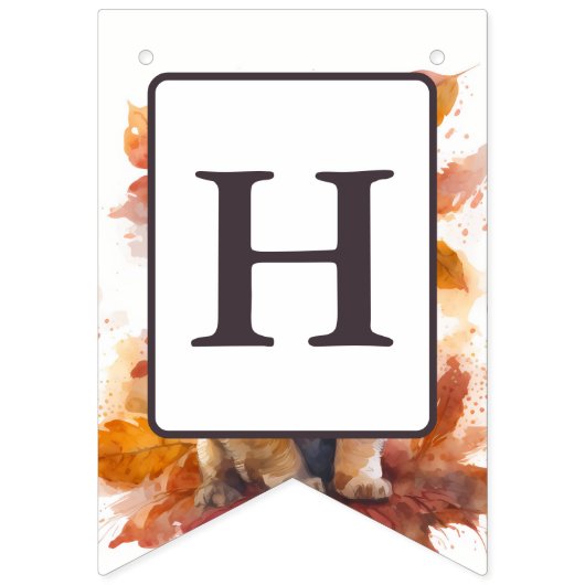 Herfst Vibes Waterverf Puppy - Verjaardag Vlaggetjes (Tweede vlag)