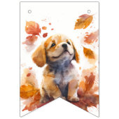 Herfst Vibes Waterverf Puppy - Verjaardag Vlaggetjes (Eerste vlag)