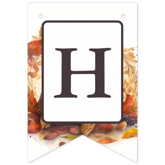 Herfst Vibes Waterverf schildpad - Verjaardag Vlaggetjes (Tweede vlag)