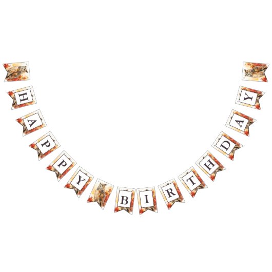 Herfst Vibes Waterverf Uil - Verjaardag Vlaggetjes (Alle)