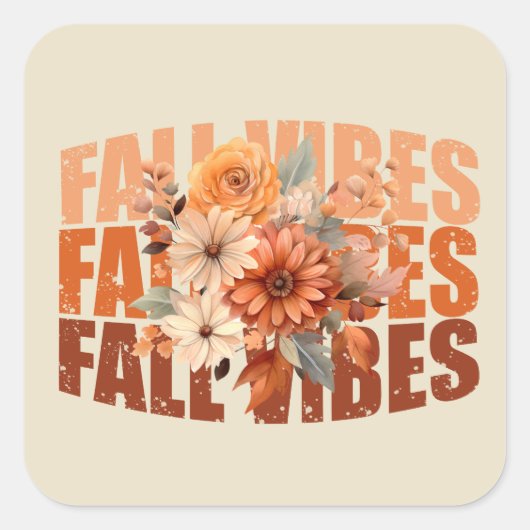 Herfst vibes waterverf wilde bloemen bladeren vierkante sticker (Voorkant)