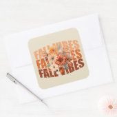 Herfst vibes waterverf wilde bloemen bladeren vierkante sticker (Envelop)