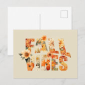 Herfst vibes waterverf wilde bloemen herfstbladere feestdagenkaart (Voorkant / Achterkant)