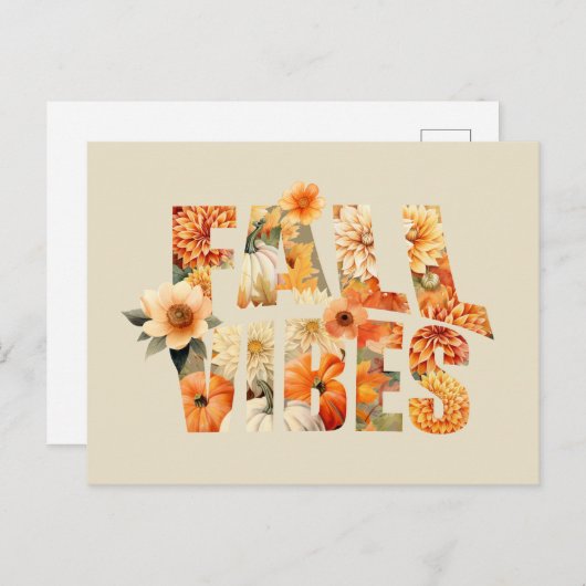 Herfst vibes waterverf wilde bloemen herfstbladere feestdagenkaart (Voorkant / Achterkant)