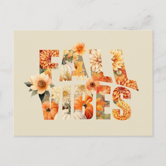 Herfst vibes waterverf wilde bloemen herfstbladere feestdagenkaart (Voorkant)