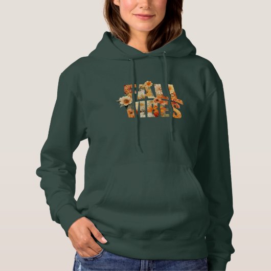 Herfst Vibes waterverf wilde bloemen herfstbladere Hoodie (Voorkant)