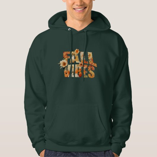 Herfst Vibes waterverf wilde bloemen herfstbladere Hoodie (Voorkant)