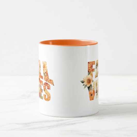 Herfst vibes waterverf wilde bloemen herfstbladere mok (Midden)