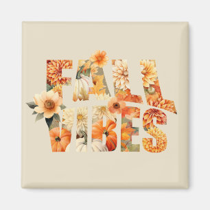 Herfst vibes Waterverf Wildflowers Leaves Autumn Magneet