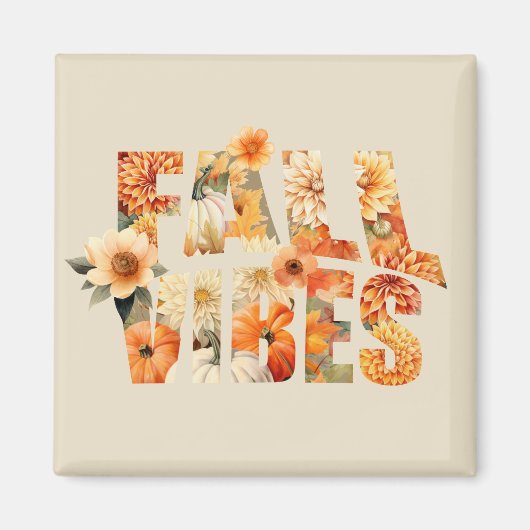 Herfst vibes Waterverf Wildflowers Leaves Autumn Magneet (Voorkant)