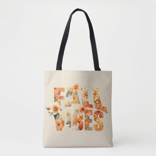 Herfst vibes waterverf Wildflowers Leaves Autumn Tote Bag (Voorkant)