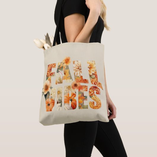 Herfst vibes waterverf Wildflowers Leaves Autumn Tote Bag (Dichtbij)