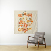 Herfst vibes Waterverf Wildflowers Leaves Autumn Wandkleed (In Situ (horizontaal))