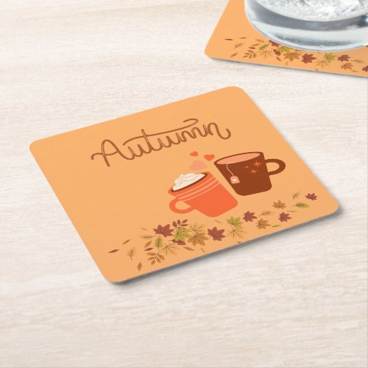 Herfst Vierkant Onderzetter Set (Schuin)