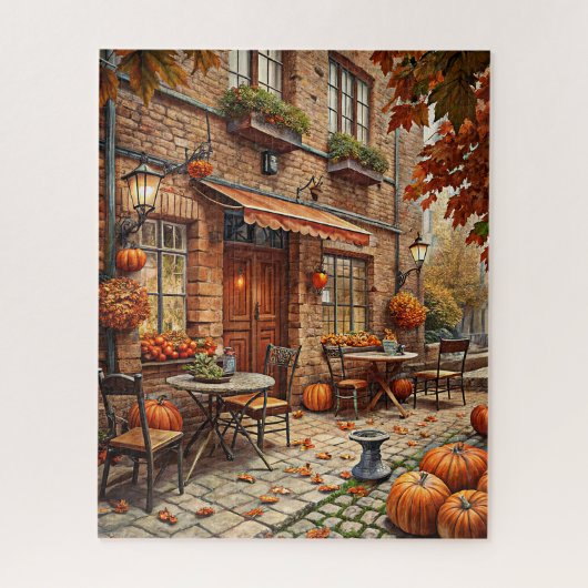 Herfst Village Street Puzzel Legpuzzel (Verticaal)