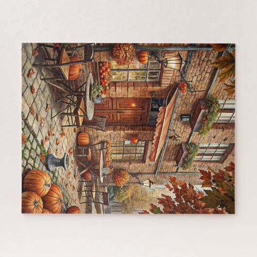 Herfst Village Street Puzzel Legpuzzel (Horizontaal)