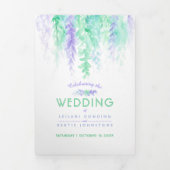 Herfst Vine Blauw Groen waterverf Bruiloft All-in- Drieluik Uitnodiging (Cover)