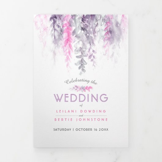 Herfst Vines Indigo waterverf Bruiloft All-in-One Drieluik Uitnodiging (Cover)