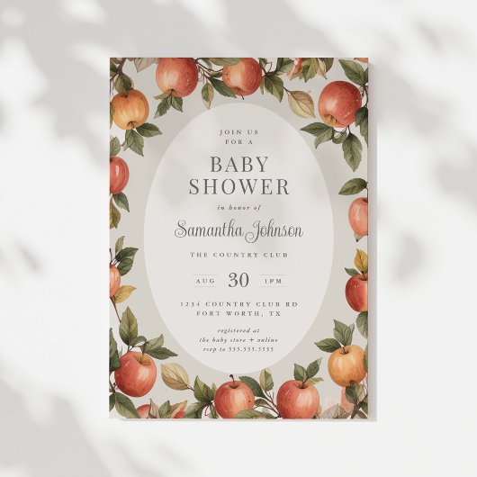 Herfst Vintage Appel Baby Shower Kaart