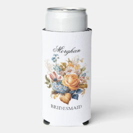 Herfst Vintage Bloemen Bruidsmeisje Voorstel Cadea Seltzer Blikjeskoeler