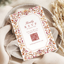 Herfst Vintage Botanische Bloemige QR Code Trouwen
