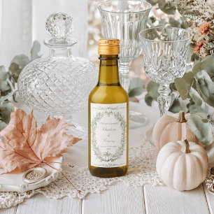Herfst Vintage Botanische Eik & Pompoen Bruiloft Wijn Etiket