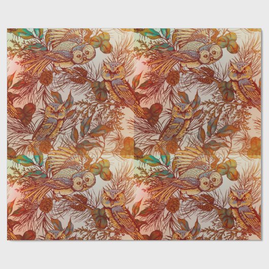 Herfst vintage najaar cadeaupapier (Vlak)