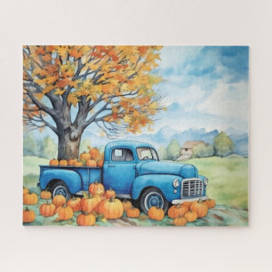 Herfst Vintage Pick-up en Pompoenen 16x20 Legpuzzel