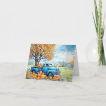 Herfst Vintage Pick-up en Pompoenen Blanco