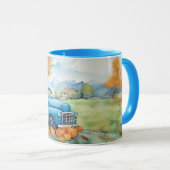 Herfst Vintage Pick-up en Pompoenen Mok (Voorkant rechts)