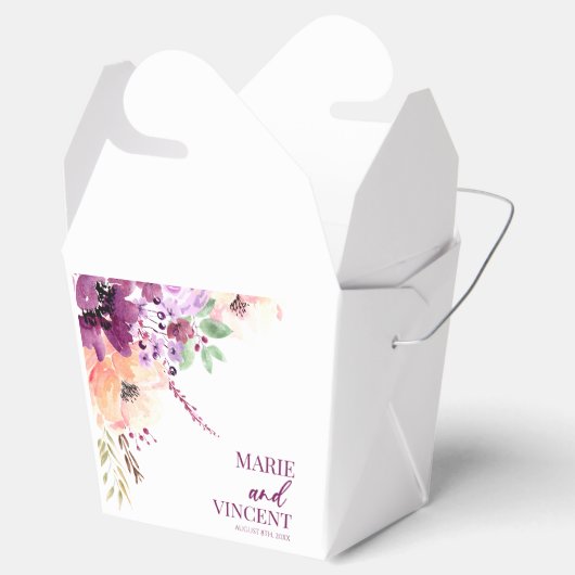 Herfst Violet Magenta Paarse Bloemen Bruiloft Bedankdoosjes (Geopend)