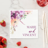 Herfst Violet Magenta Paarse Bloemen Bruiloft Servet (Insitu)