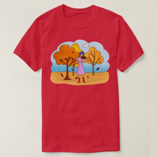 Herfst Viool Meisje T-shirt (Design voorkant)