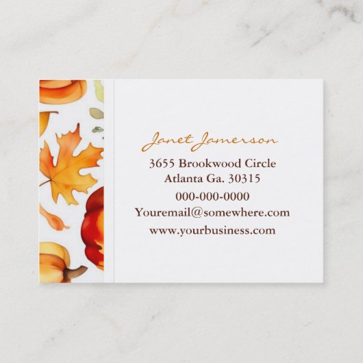 Herfst Visitekaartje (Achterkant)