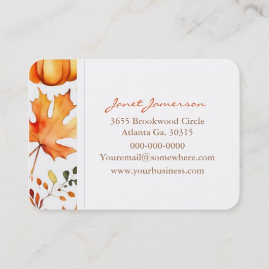 Herfst Visitekaartjes (Achterkant)