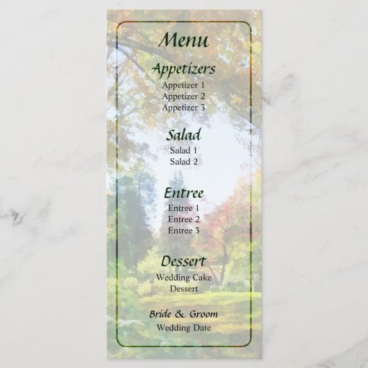 Herfst Vista Trouwmenu Menu (Voorkant)