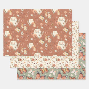 Herfst Vlinder BOHO Bloemig Herfst Thanksgiving Inpakpapier Vel