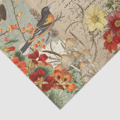 Herfst Vloeienvogel Nest Oranje Floral Decoupage A Tissuepapier (Detail)