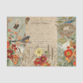 Herfst Vloeienvogel Nest Oranje Floral Decoupage A Tissuepapier (Voorkant)