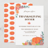 Herfst Vloeiingspomkin Thanksgiving Dinner Kaart (Voorkant / Achterkant)