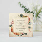 Herfst Voel Elegant Bloemen Vierkante Bruiloft Kaart (Staand voorkant)